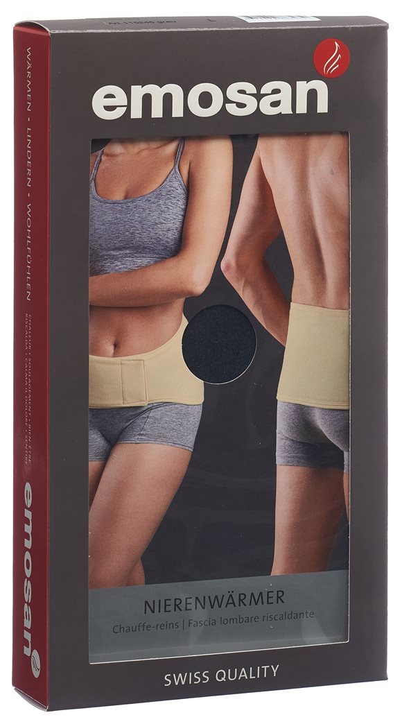 EMOSAN Ultra Nierenwärmer Velcro L grau Swisstag