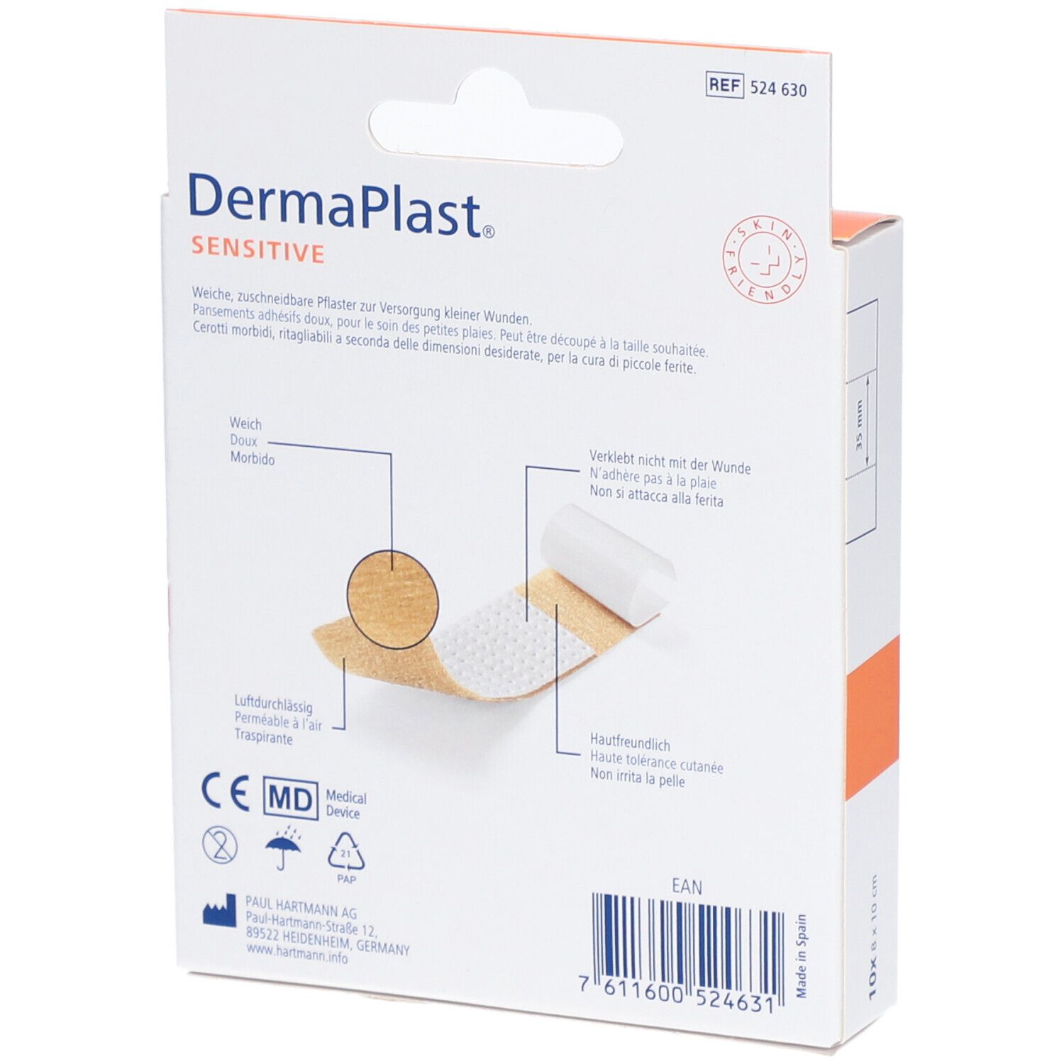 Pflaster Dermaplast Sensitive 8x10cm hautfarbig zuschneidbar