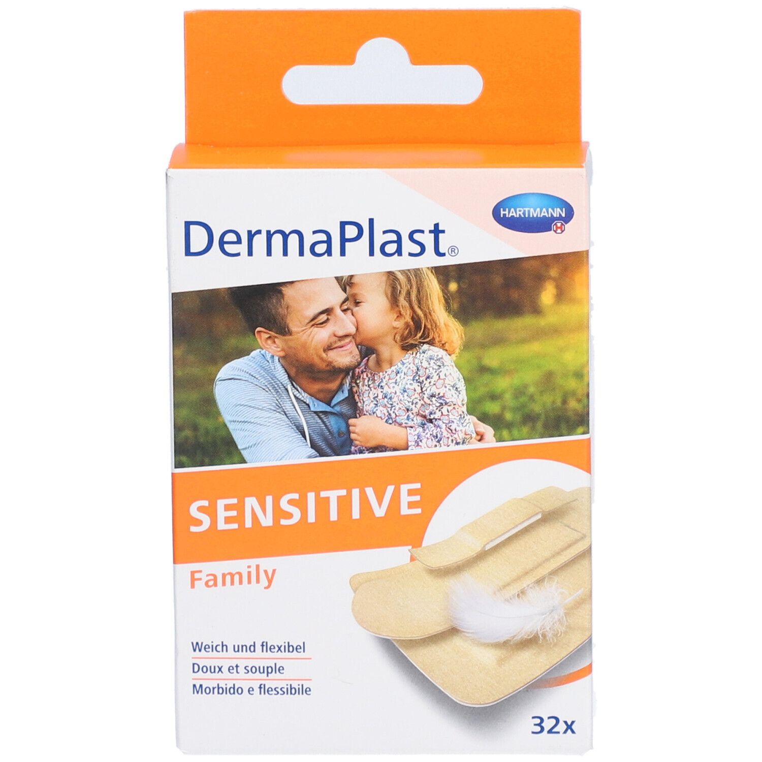 Pflaster DermaPlast Sensitive Family Strips 3 Grössen hautfarbig