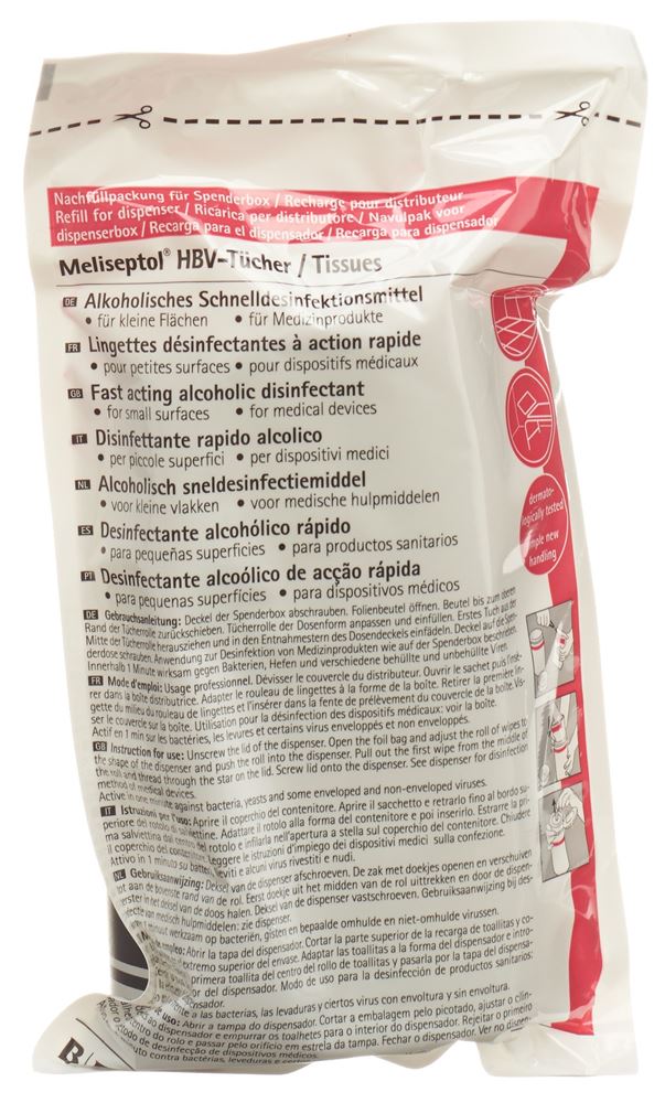 MELISEPTOL HBV serviettes recharge sach 100 pce
