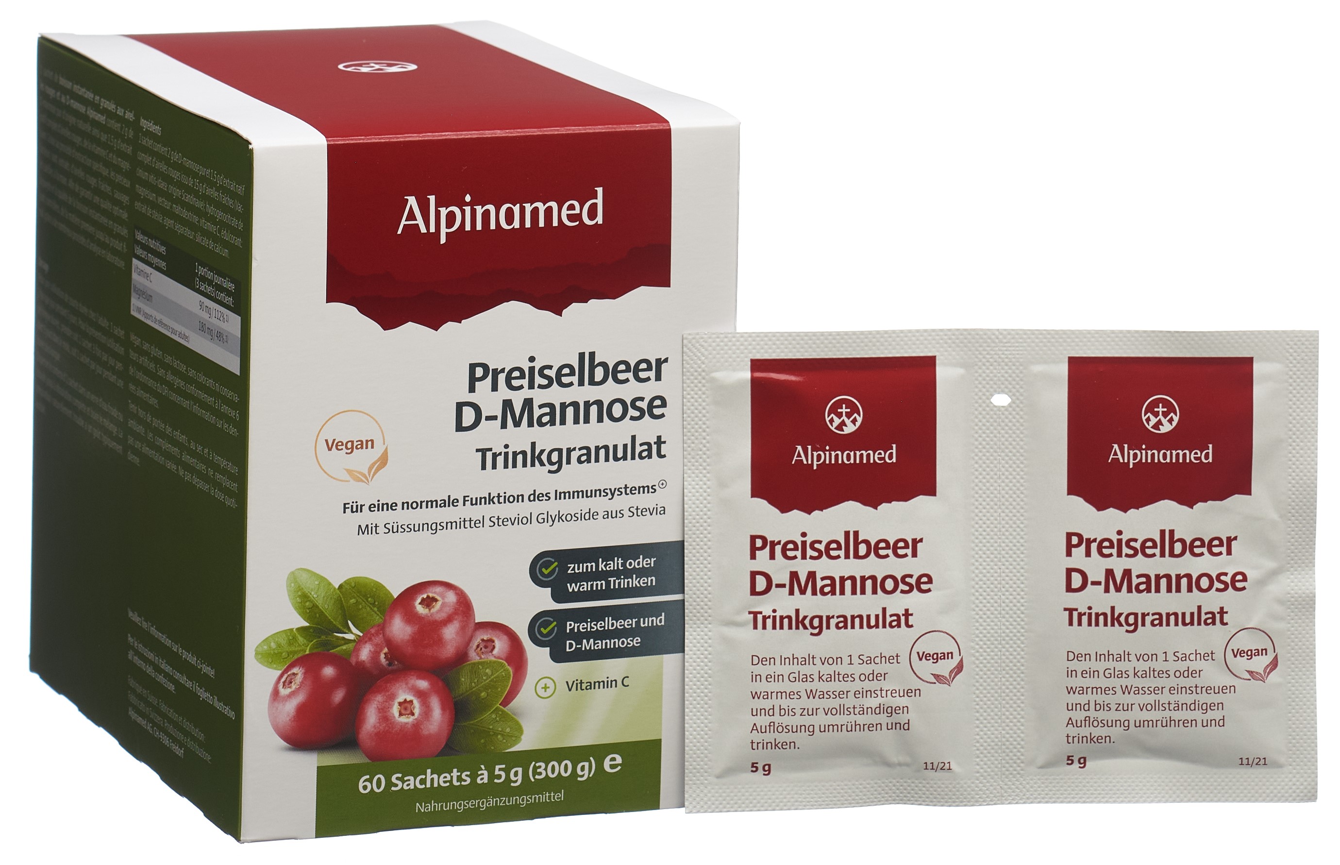 ALPINAMED Preiselbeer D-Mannose Gran 60 Btl 5 g