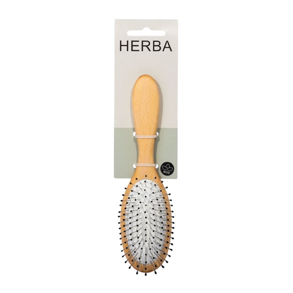 HERBA Haarbürste Metallstifte oval Buchenholz