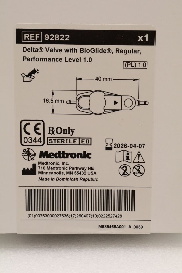 VALVE 92822 BIOGLIDE DELTA REG. 1.0