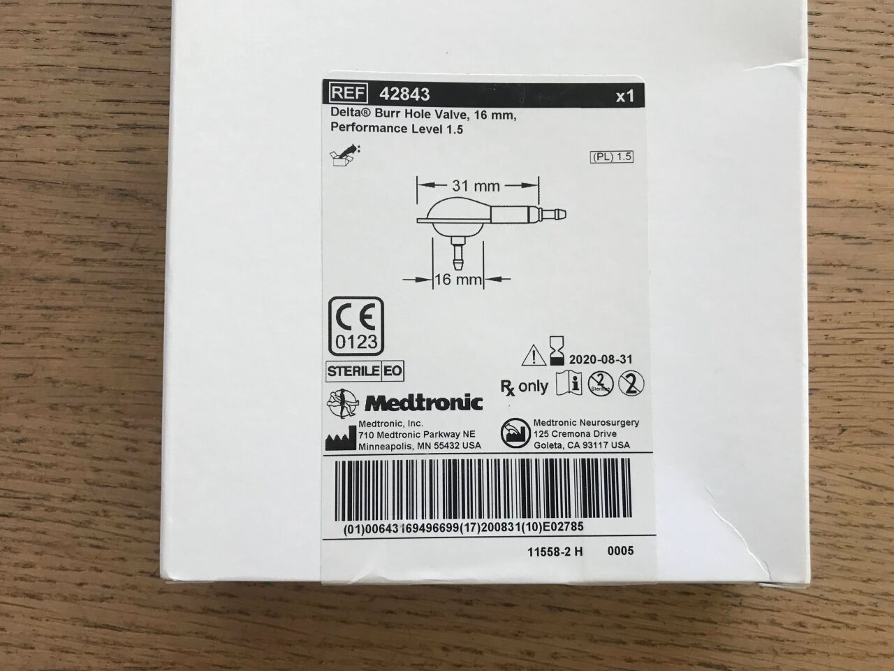 VALVE 42542 BURR HOLE 16 MM LOW IMP