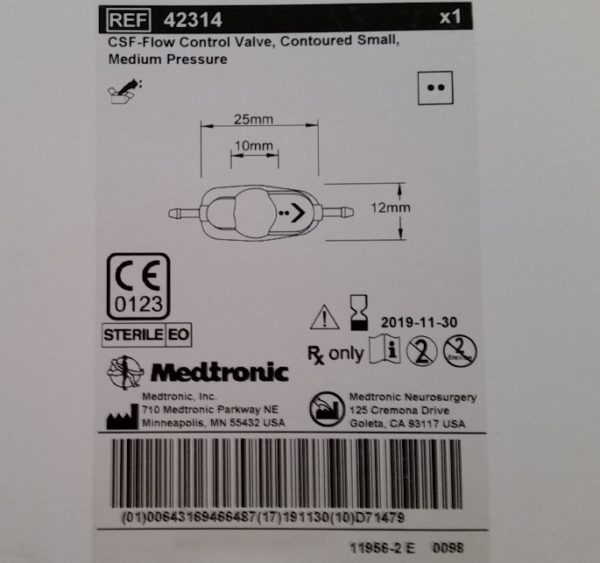 VALVE 92314 CSF CONT SML MED BIO