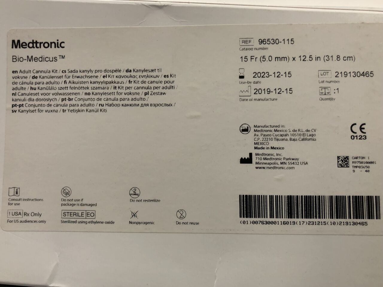 CANNULA 96530-115 BIO-MEDICUS 15FR EA