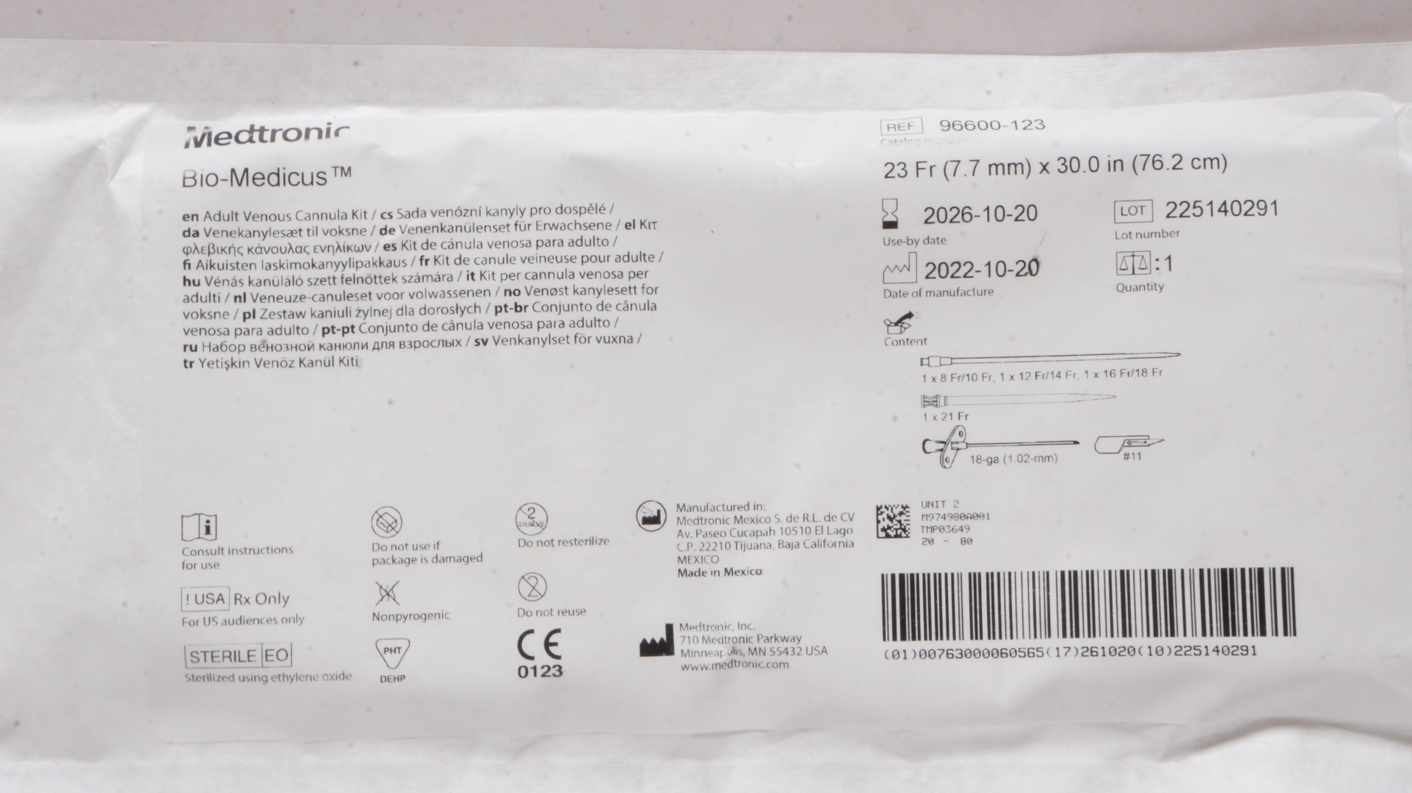 CANNULA 96600-123 BIO-MEDICUS 23FR EA