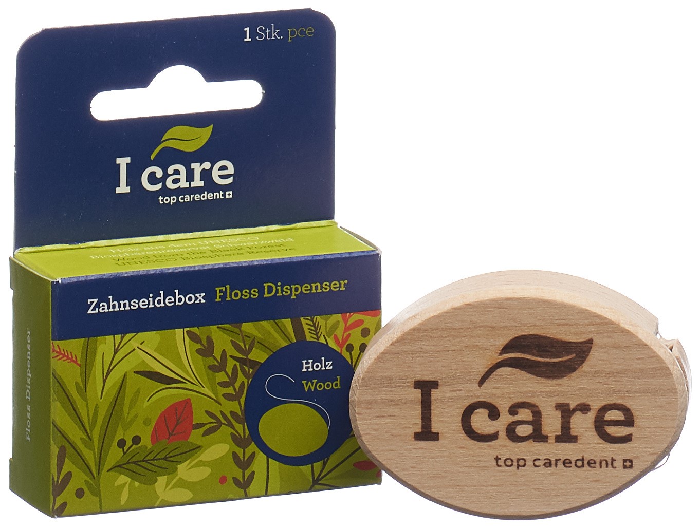 TOP CAREDENT Holz Zahnseidebox Naturseide 25m