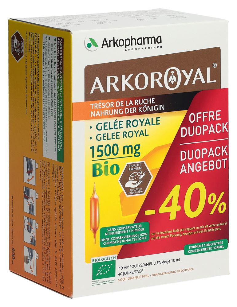 ARKOROYAL Gelée Royale 1500 mg Bio Duo 2 x 20 Stk