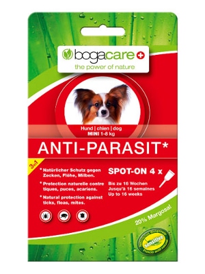 BOGACARE Anti-Parasit Spot-on chien MINI 1-8 kg 4 x 0.75 ml