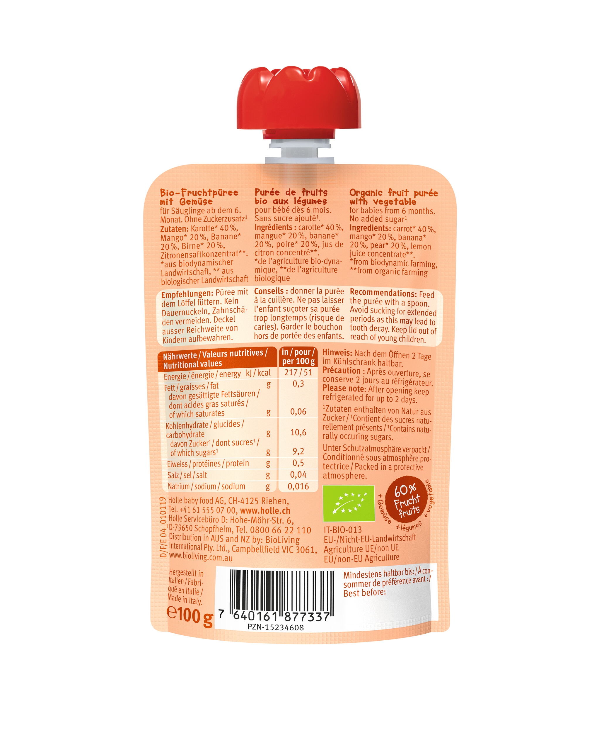 HOLLE Pouchy Carrot Cat 100 g
