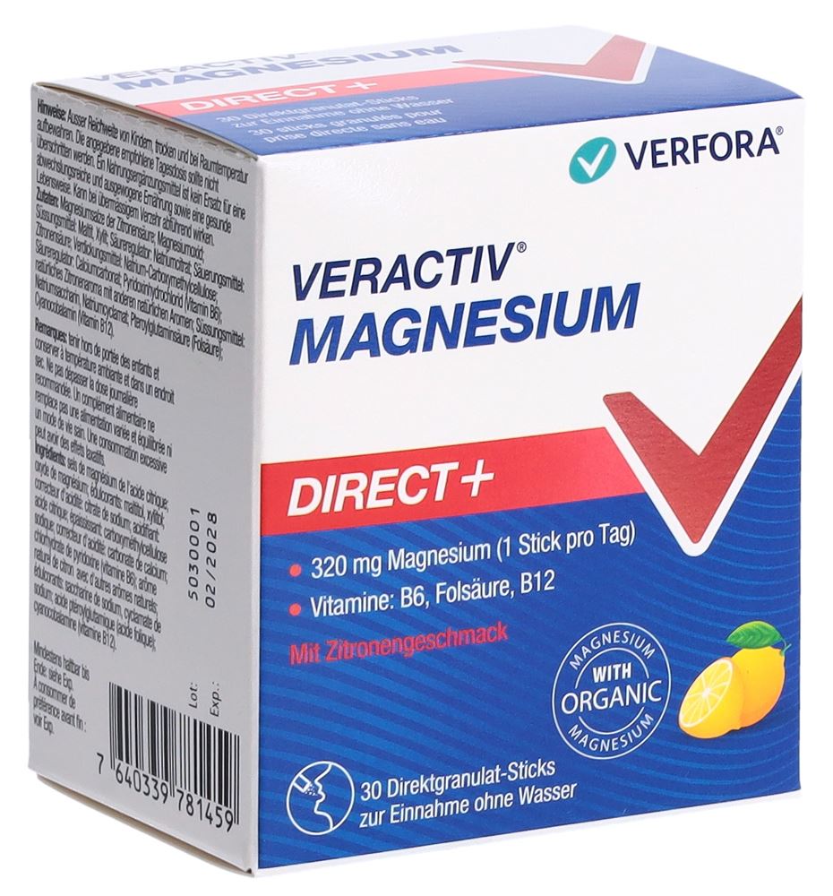 VERACTIV Magnesium Direct+ Zitrone Stick 30 Stk