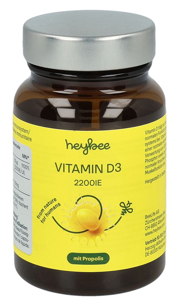 HEYBEE Vitamin D3 2200 IE + Propolis Kaps 60 Stk
