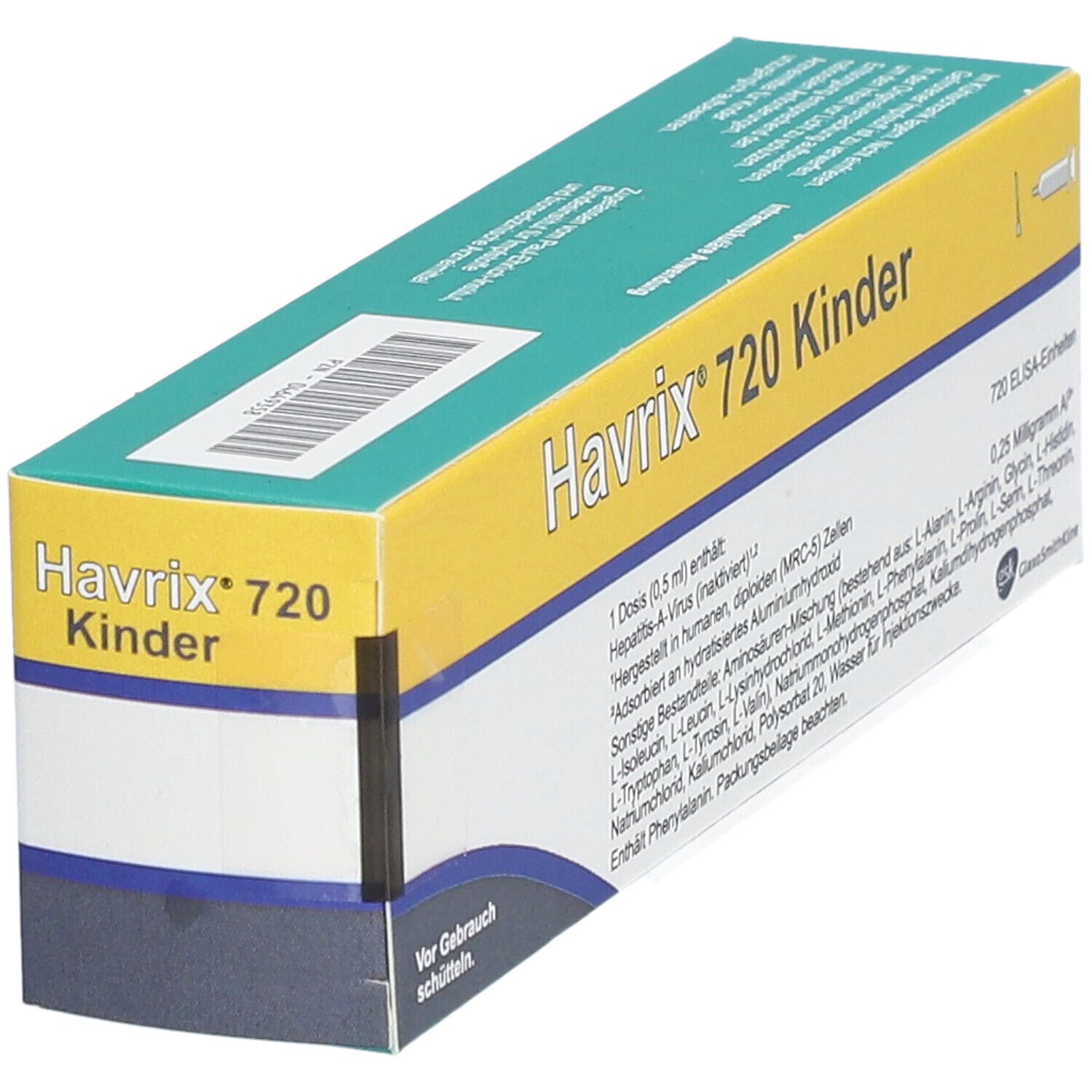 Havrix 720, susp inj 0.5 ml (ancien), ser prê 1 dos