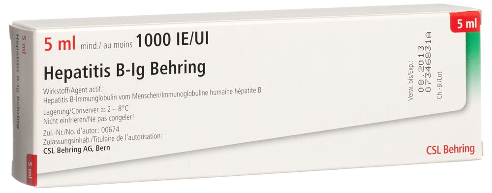 HEPATITIS B-IG Behring sol inj 1000 U.I. 5 ml PFS
