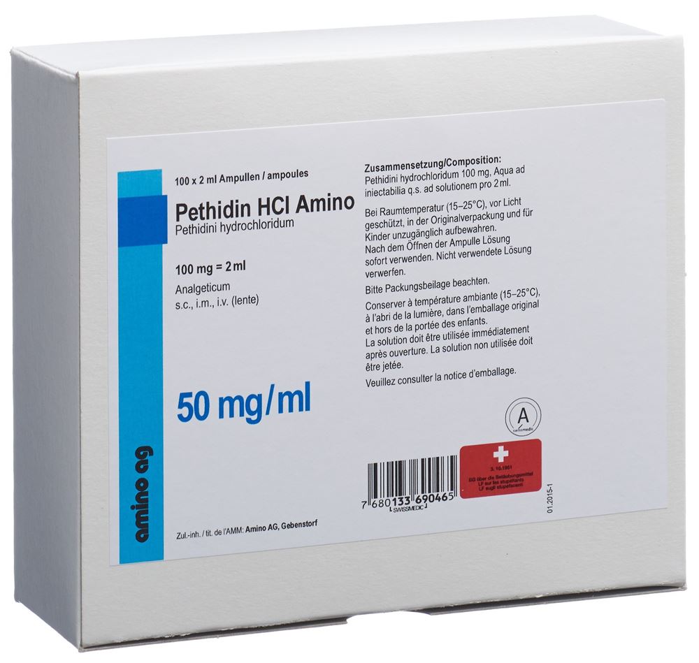 Pethidin HCl Amino 100 mg/2 ml, Injektionslösung