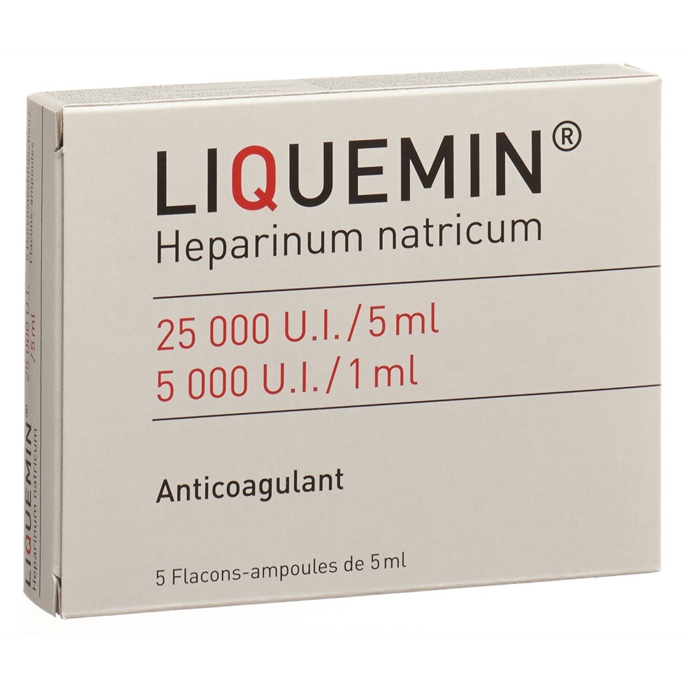 Liquemin 25'000 I.E. / 5 ml, Injektions-/Infusionslösung