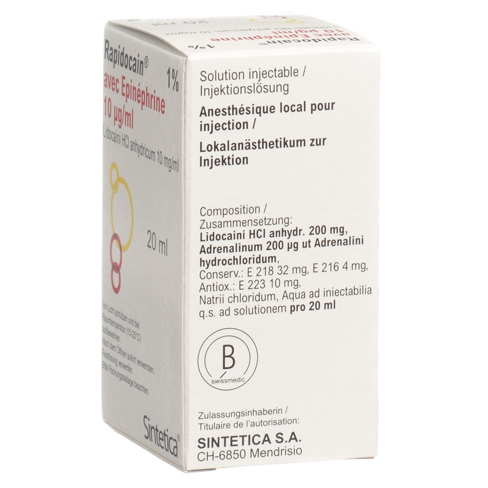 RAPIDOCAIN 10 mg/ml + Epin 10 mcg/ml vial 20 ml