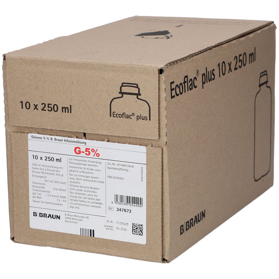 GLUC Braun sol perf 10 % 250ml Ecofl pl 10 pce