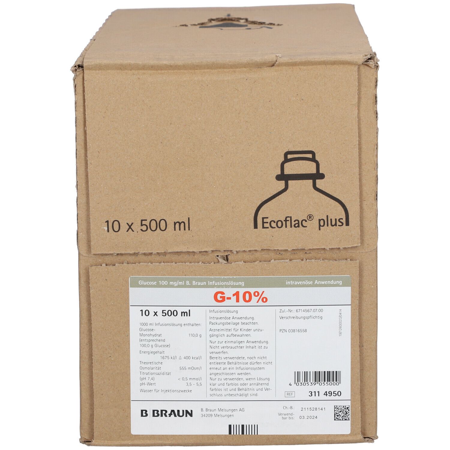 GLUC Braun sol perf 40 % 500ml Ecofl pl 10 pce