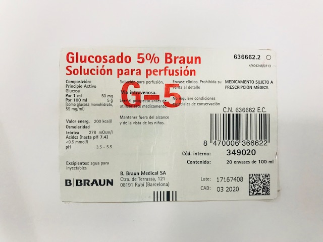 GLUC Braun sol perf 5 % 100ml Ecobag 20 pce