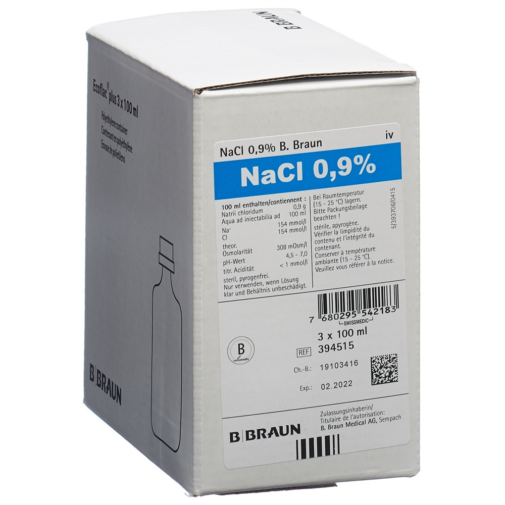 NACL Braun 0.9 % 100ml Miniflac 3 pce
