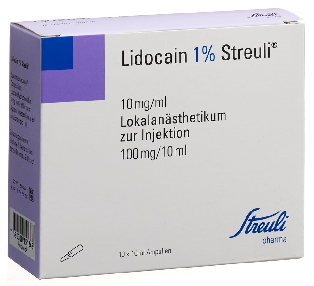 Lidocaïne Streuli Ampoules 10mg/ml, 10x10ml