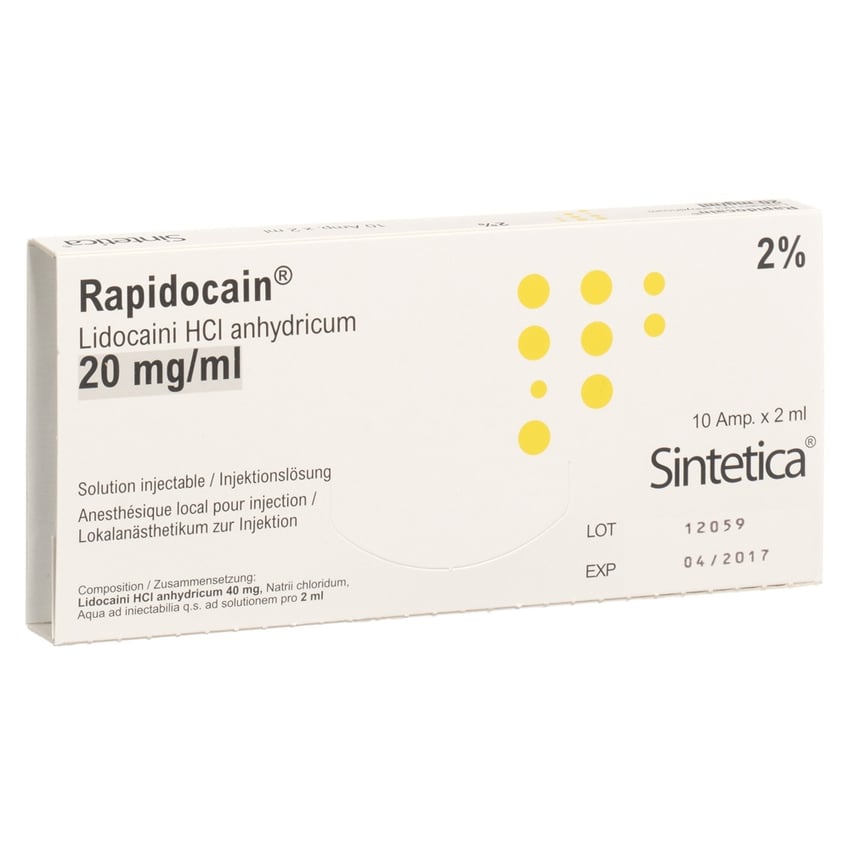 RAPIDOCAIN 40 mg/2ml s cons 10 amp 2 ml