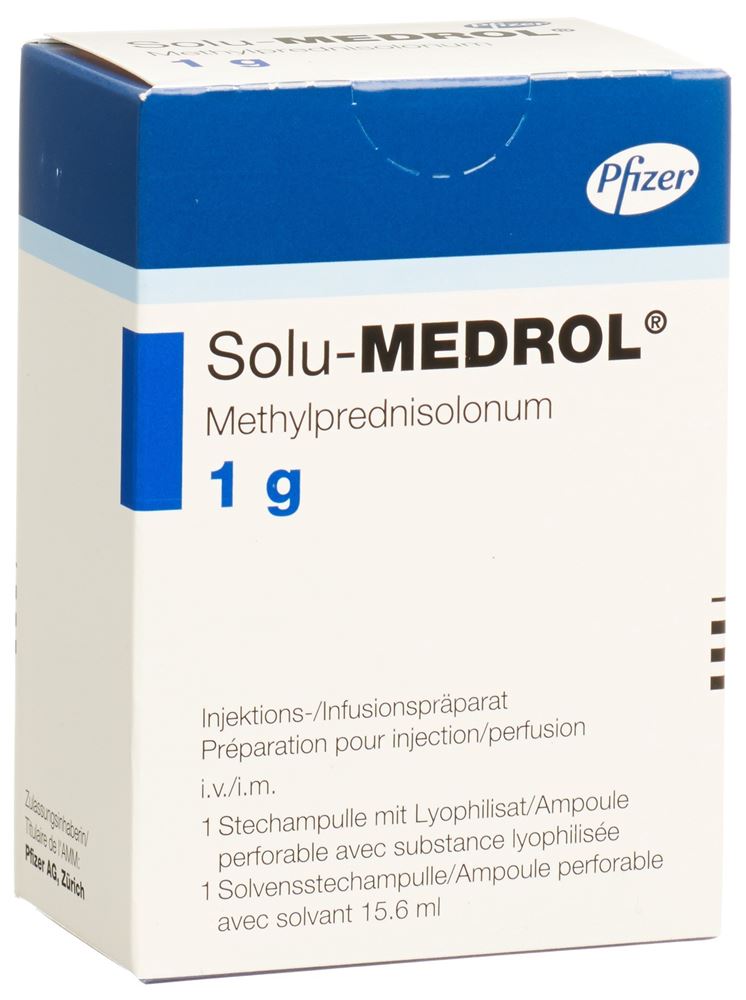 SOLU-MEDROL subst sèche 1 g c solv flac