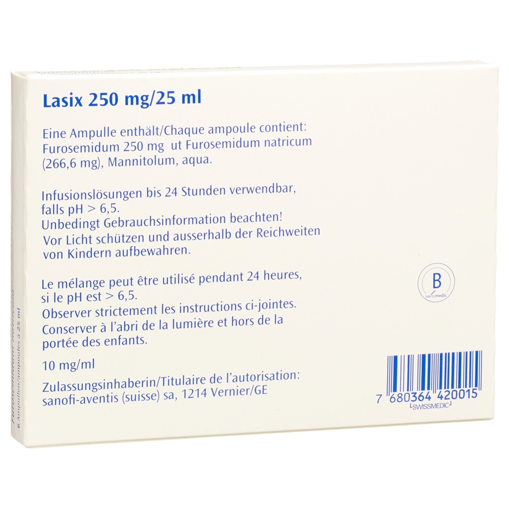 LASIX sol perf 250 mg/25ml i.v. 6 amp 25 ml