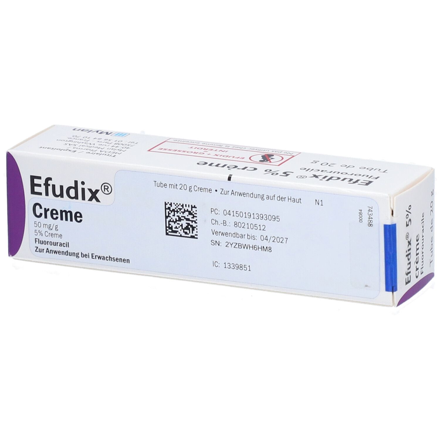 EFUDIX crème 5 % sans doigtiers tb 20 g