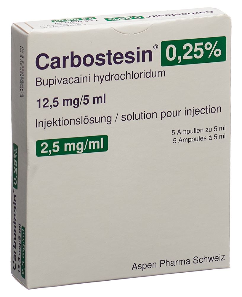 CARBOSTESIN 0.25% sol inj 12.5 mg/5ml 5 amp 5 ml