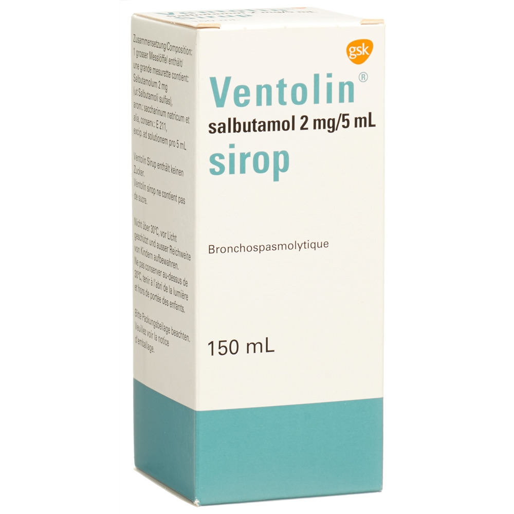 VENTOLIN sirop 2 mg/5ml s sucre fl 150 ml