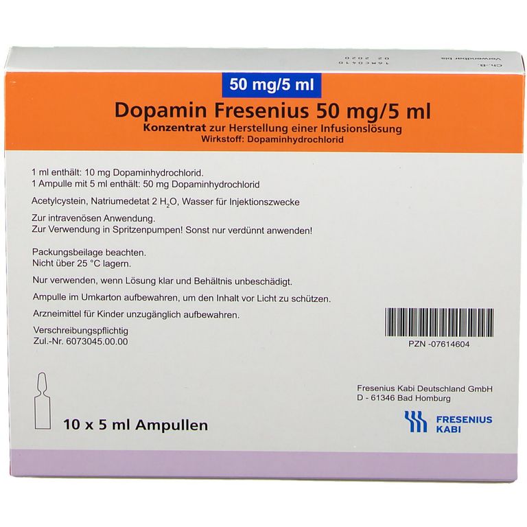 DOPAMIN Sintetica conc perf 50 mg 10 amp 5 ml
