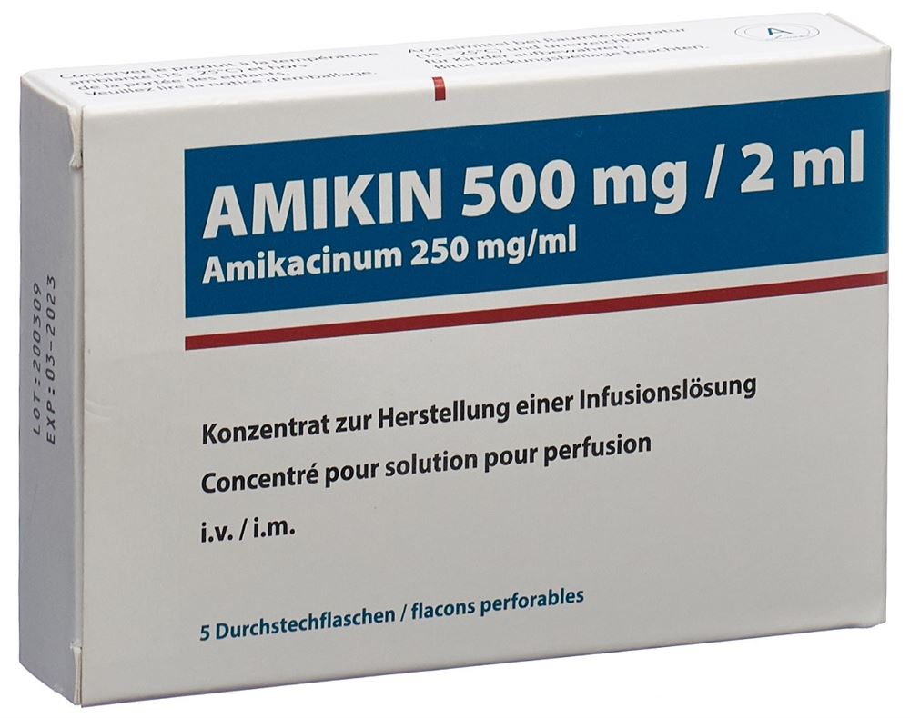 AMIKIN conc perf 500 mg/2ml 5 flac 2 ml