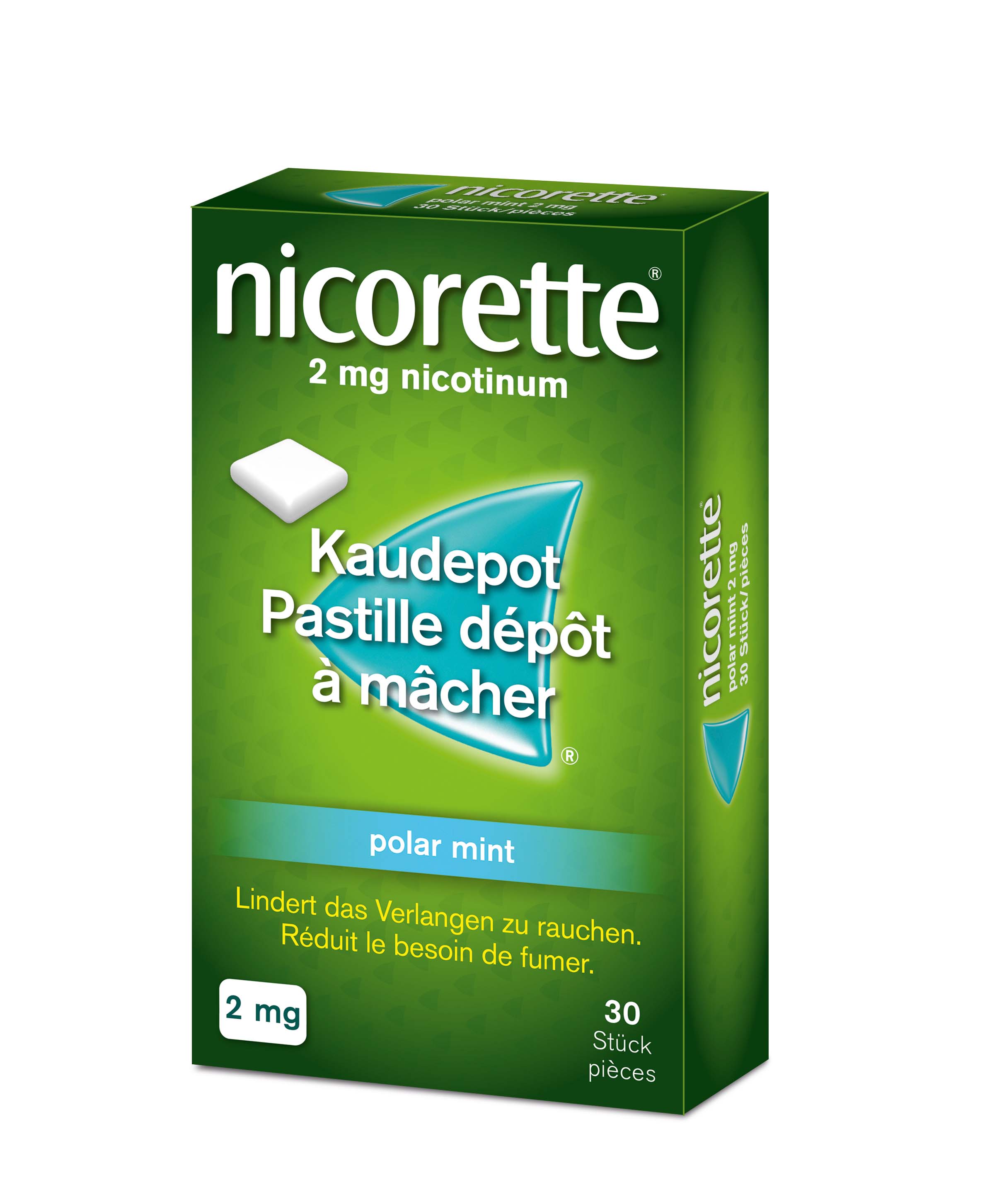 Nicorette Polar Mint 2 mg, wirkstoffhaltiges Kaugummi