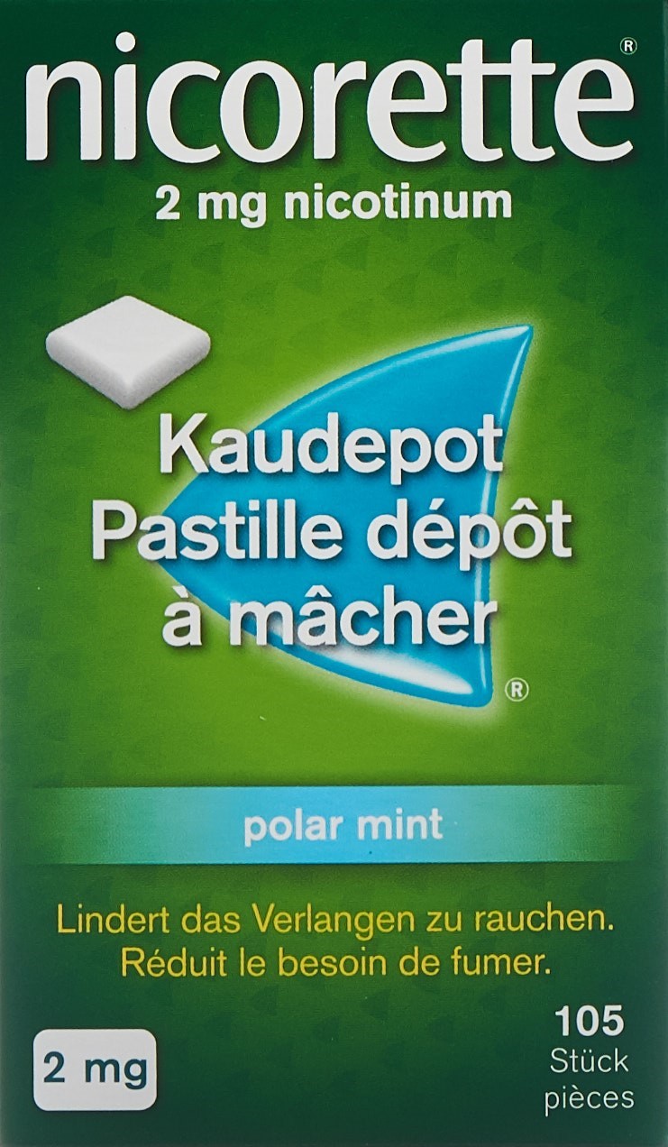 Nicorette Polar Mint 2 mg, wirkstoffhaltiges Kaugummi
