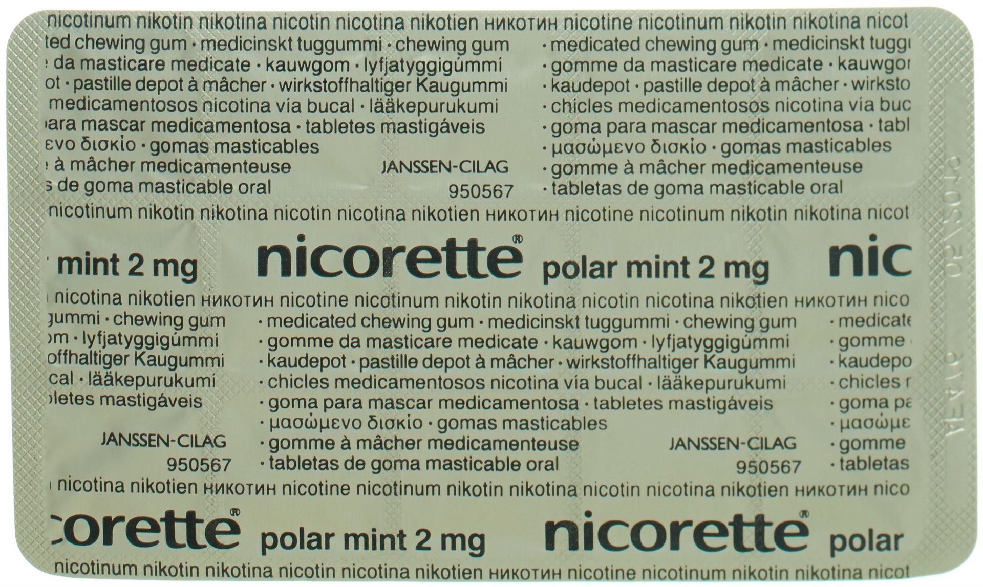 Nicorette Polar Mint 2 mg, wirkstoffhaltiges Kaugummi