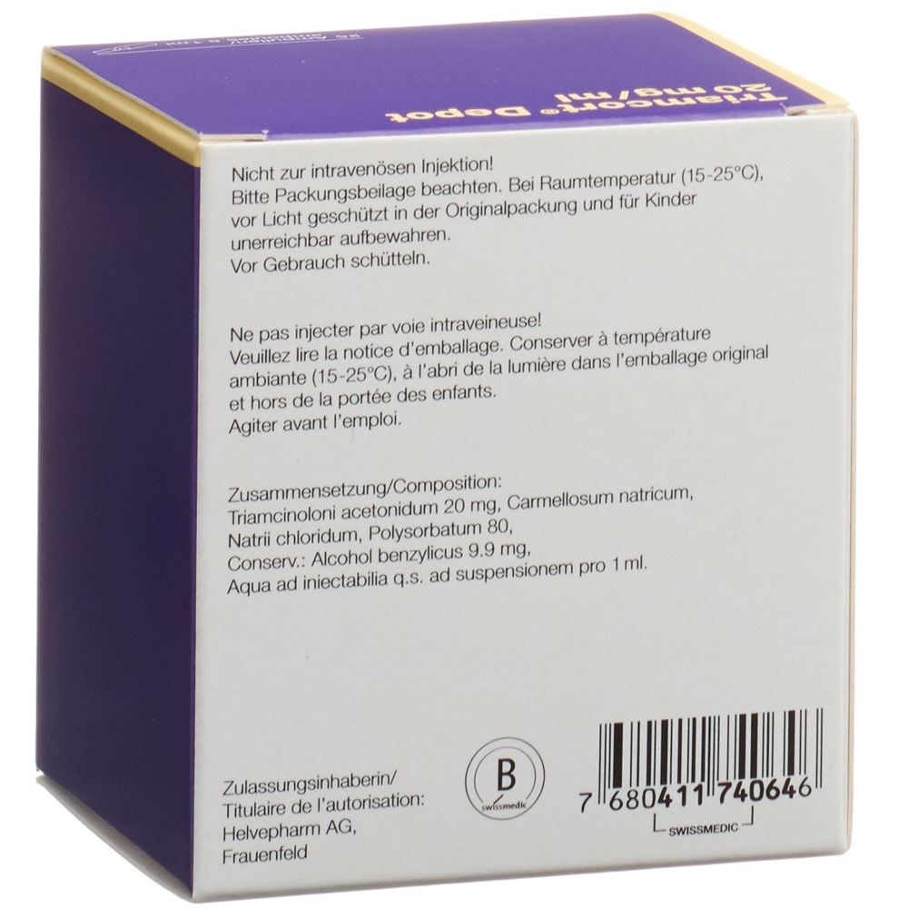 TRIAMCORT Dépôt susp crist 20 mg/ml 25 amp 1 ml