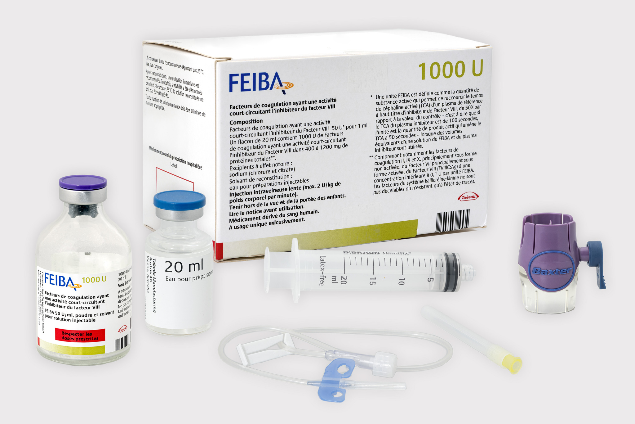 Feiba NF 1000 E., Pulver und Lösungsmittel zur Herstellung einer Injektionslösung