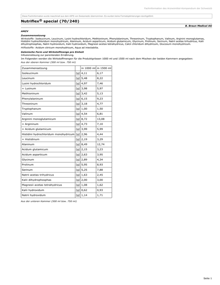 Nutriflex special, Infusionslösung