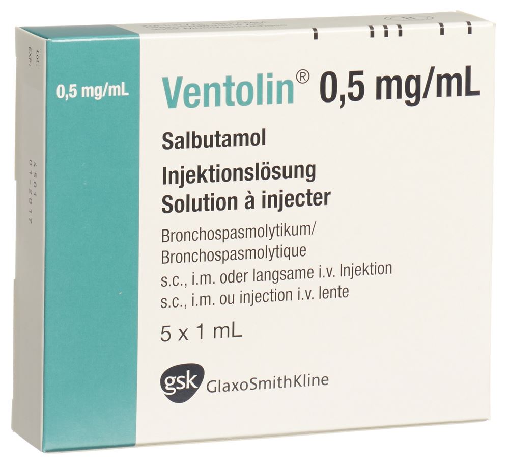VENTOLIN sol inj 0.5 mg/ml 5 amp 1 ml