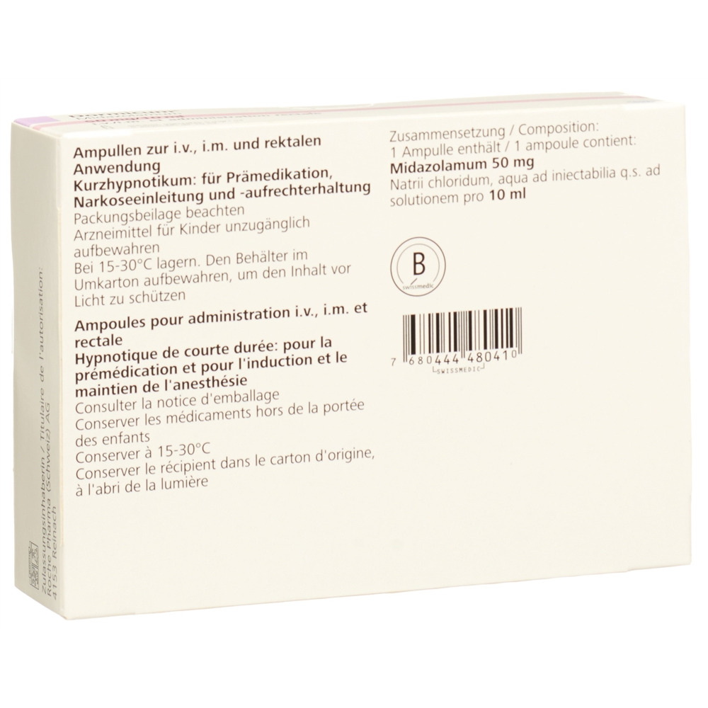 DORMICUM 50 mg/10ml i.v., i.m, rectale 5 amp 10 ml