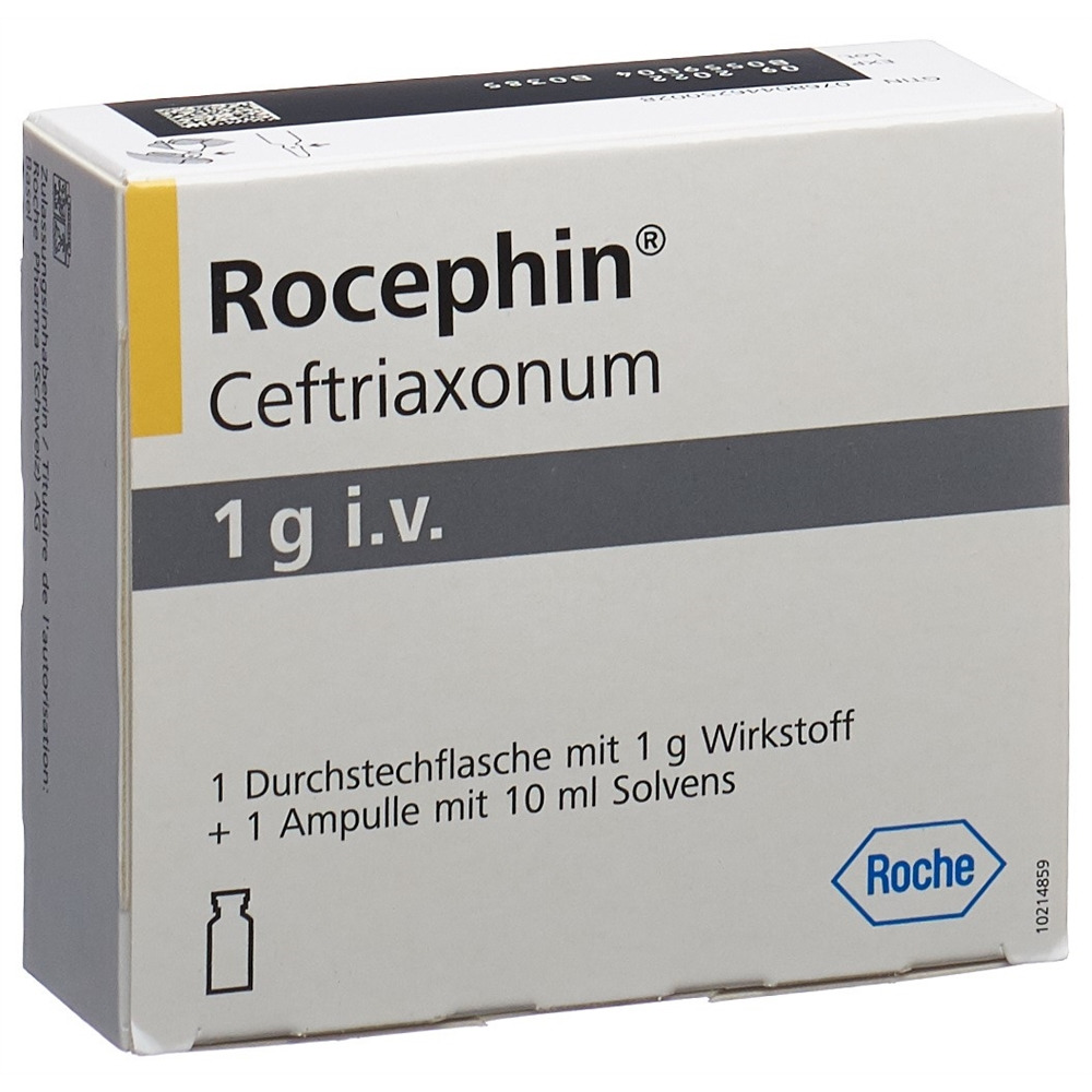 ROCEPHIN pdr + sol pour inj 1 g i.v. flac