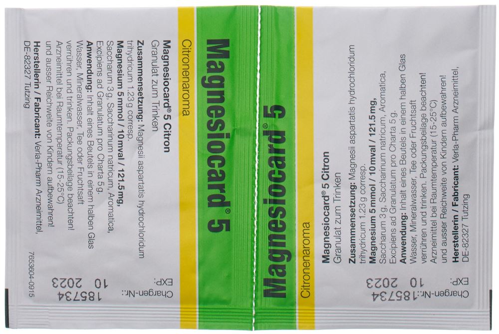 MAGNESIOCARD gran 5 mmol citron sach 20 pce