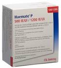 HAEMATE P subst sèche 500/1200 UI c solv+set vial