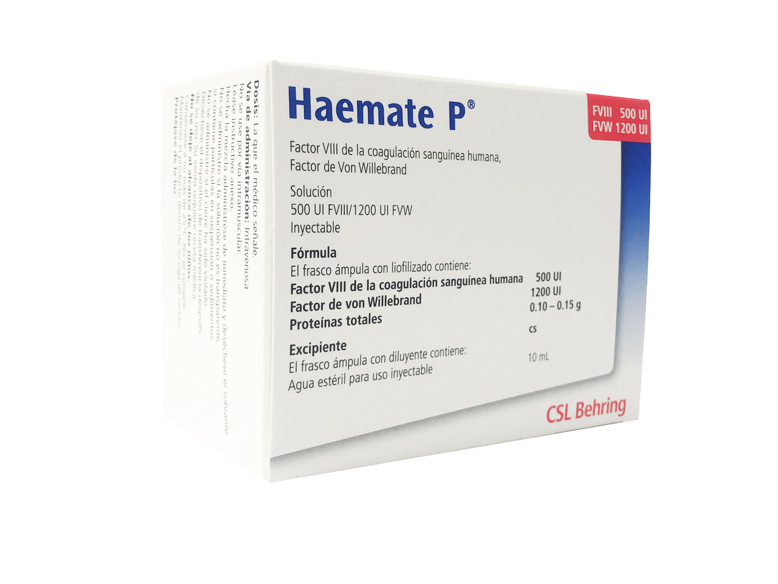 HAEMATE P subst sèche 500/1200 UI c solv+set vial