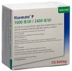 HAEMATE P subst sèche 1000/2400 UI c solv+set vial