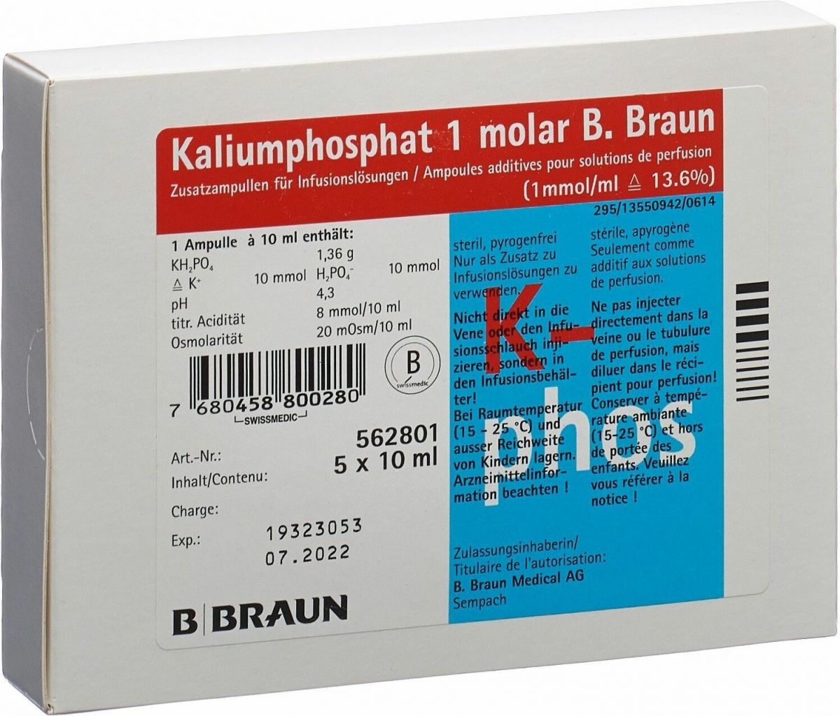Kaliumphosphat 1 molar B. Braun, Zusatzampulle für Infusionslösungen