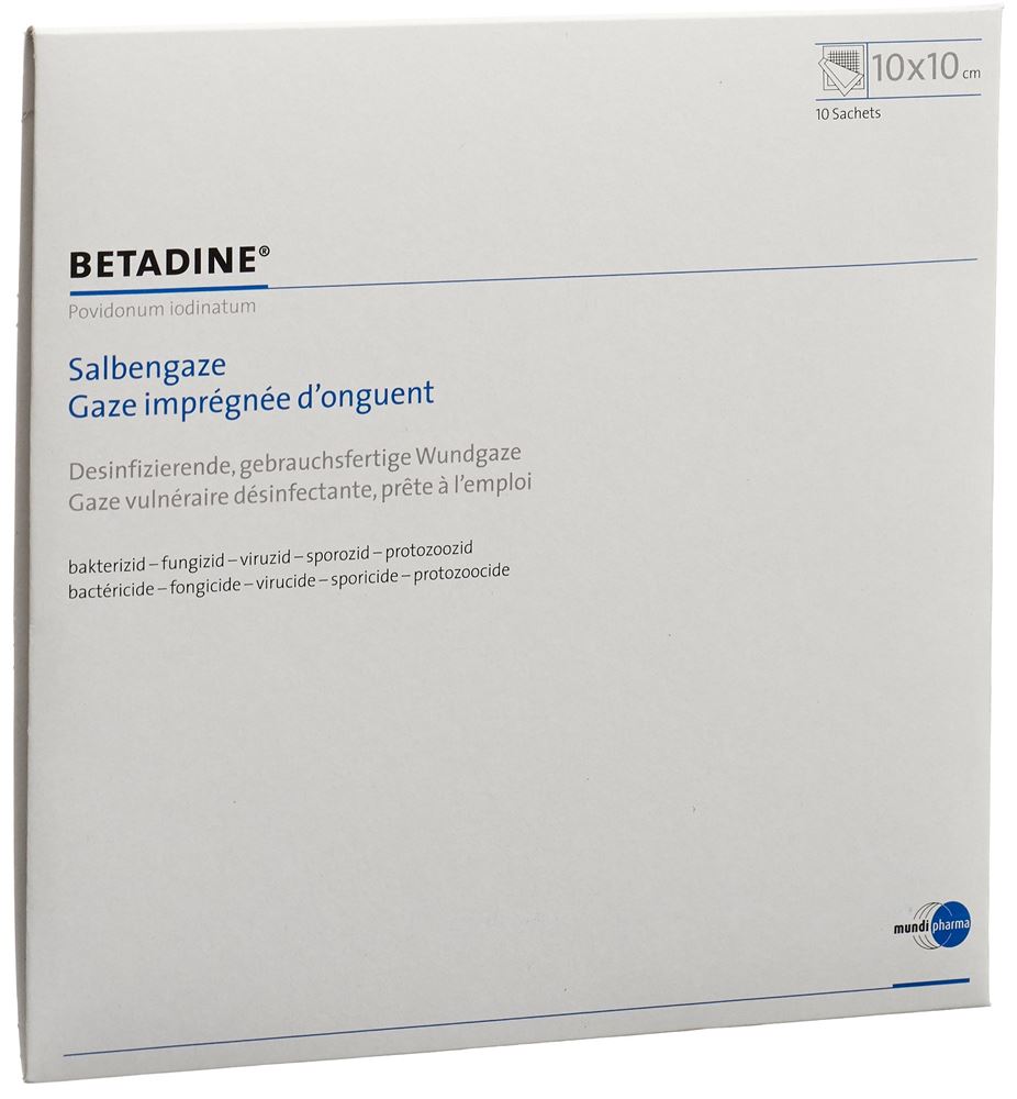 BETADINE gaze onguent 10x10cm 10 pce